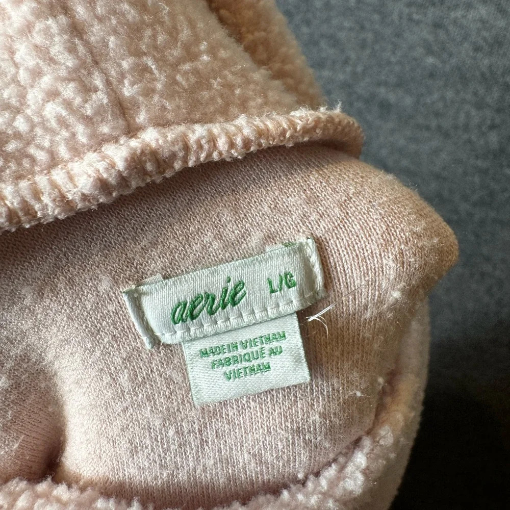 Aerie Sherpa Fleece Oversized Sweatshirt - Cowl Neck Pullover, Size Large - Picture 3 of 7